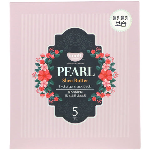 Koelf, Pearl Shea Butter, Hydro Gel Mask Pack, 5 Sheets, 30 g Each