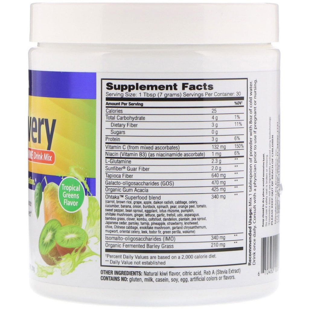 Enzymedica, GI Recovery Superfoods & Glutamine Drink Mix, Tropical Greens Flavor, 210 g