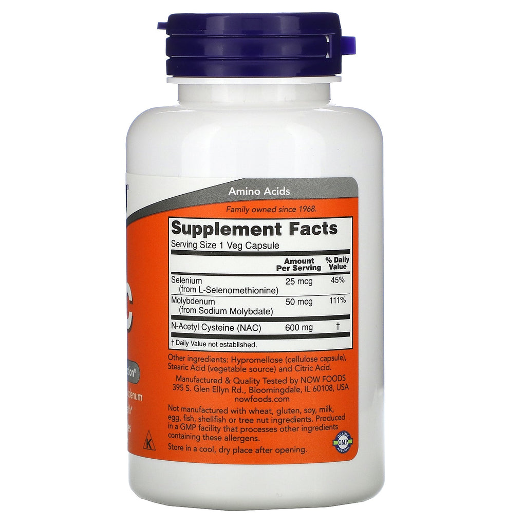 Now Foods, NAC, 600 mg, 100 vegetabilske kapsler