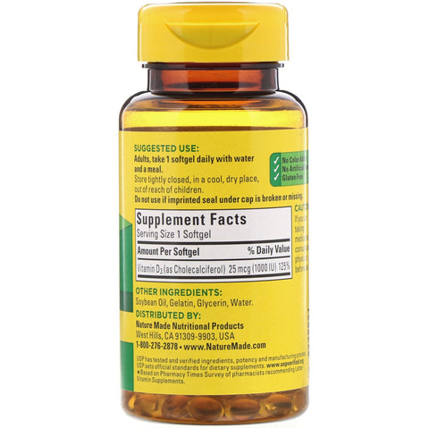 Nature Made, Vitamin D3, 25 mcg, 100 Softgels