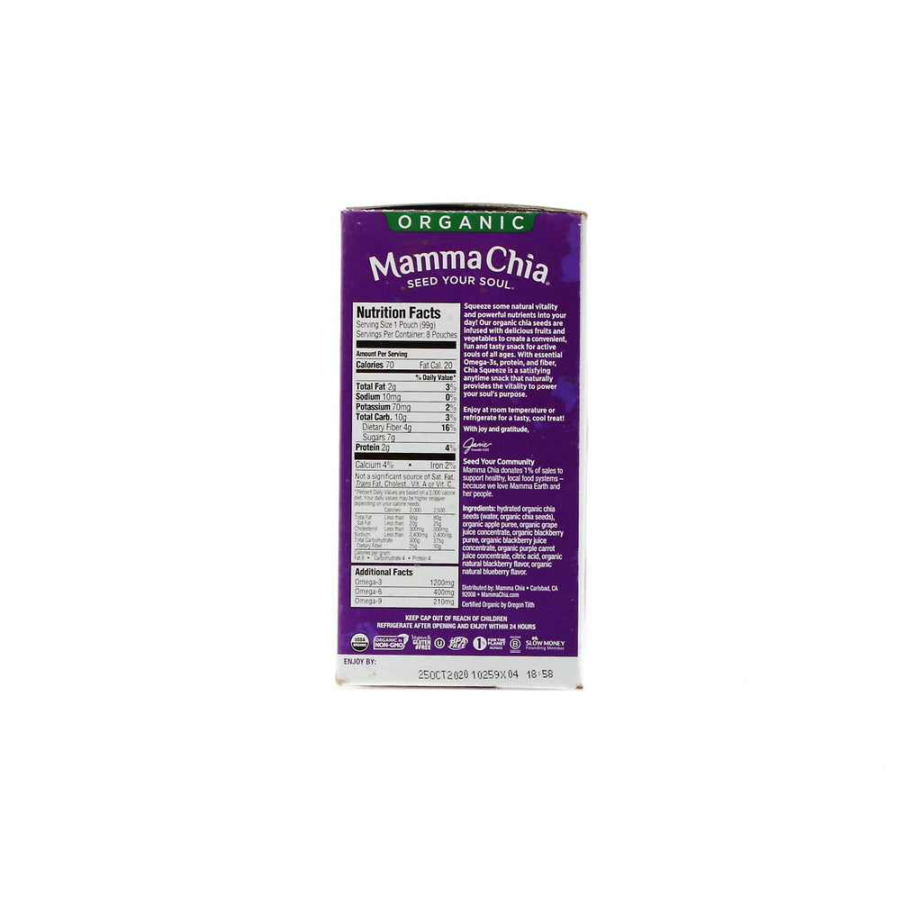 Mamma Chia, Chia Squeeze, Vitality Snack, Blackberry Bliss, 8 Squeezes, 3,5 oz (99 g) hver