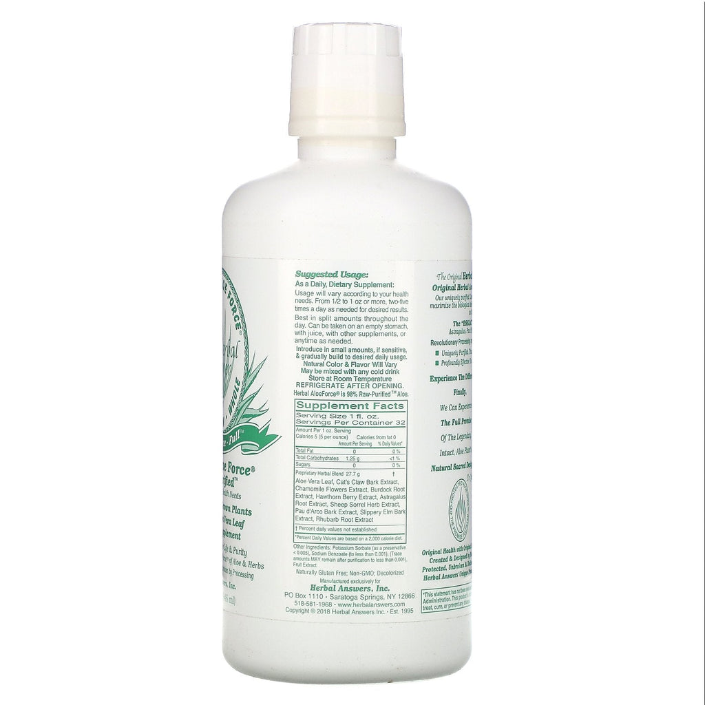 Herbal Answers, Herbal Aloe Force, Raw Purified, 32 fl oz (946 ml)