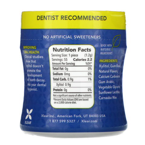 Xlear, Spry, Dental Defense Gum, Sugar Free, Natural Peppermint, 100 Pieces