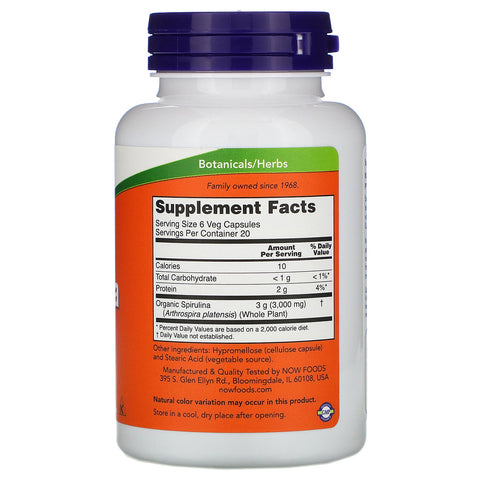 Now Foods, Natural Spirulina, 500 mg, 120 Veg Capsules