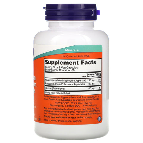 Now Foods, Magnesium & Potassium Aspartate, 120 Veg Capsules