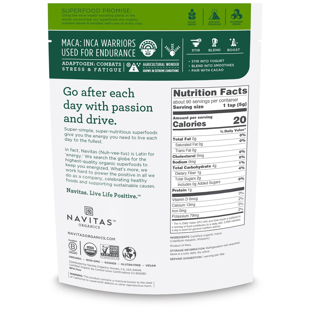 Navitas s, Maca-pulver, 16 oz (454 g)