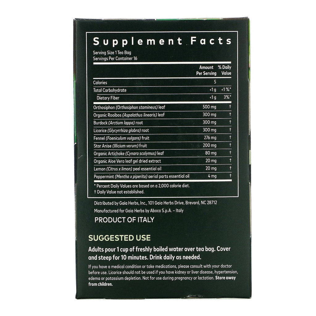 Gaia Urter, Rense &amp; Detox, Koffeinfri, 16 teposer, 1,13 oz (32 g)