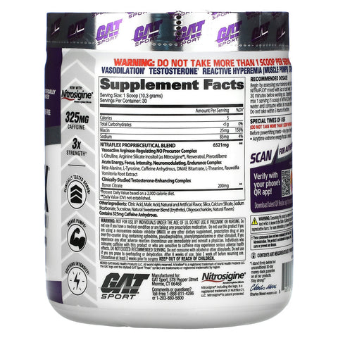 GAT, Sport, NITRAFLEX, Grape, 10.9 oz (309 g)