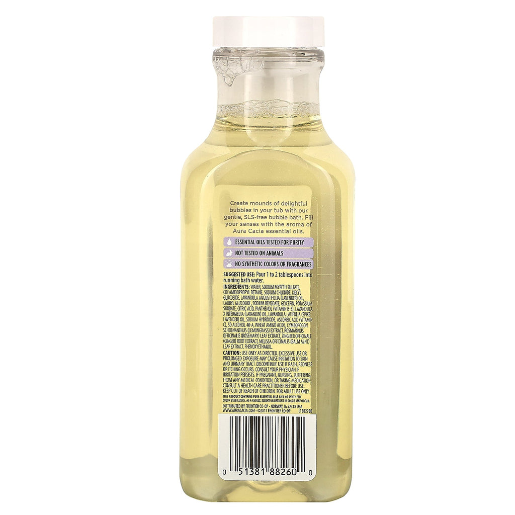 Aura Cacia, Baño de burbujas de aromaterapia, Lavanda relajante, 13 fl oz (384 ml)
