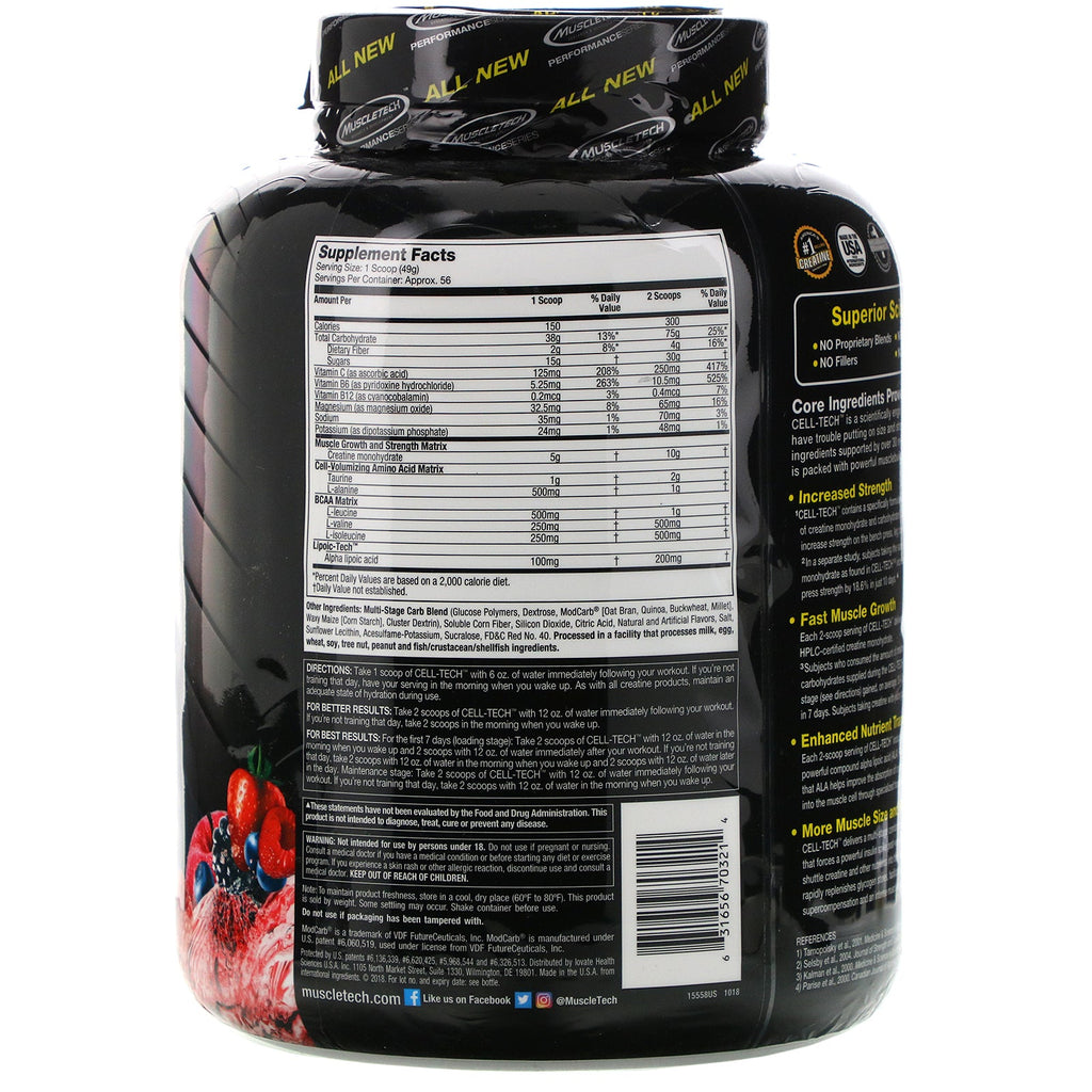 Muscletech, Performance Series, CELL-TECH, The Most Powerful Creatine Formula, Fruit Punch, 6.00 lb (2.72 kg)