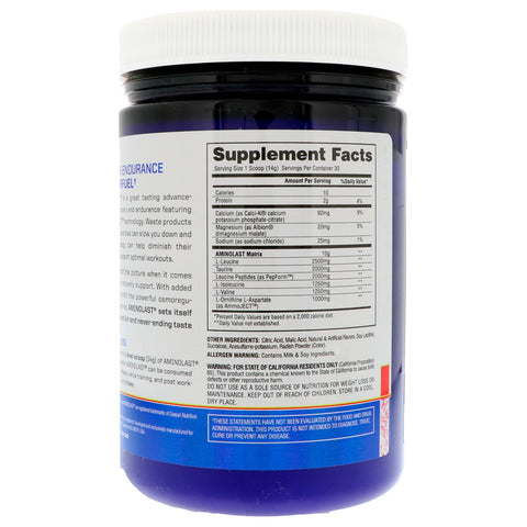 Gaspari Nutrition, Aminolast, Supercombustible BCAA de recuperación y resistencia, kiwi fresa, 420 g (14,8 oz)