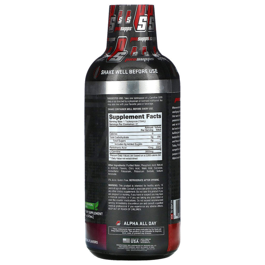 ProSupps, L-Carnitina 3000, Blue Razz, 16 fl oz (473 ml)