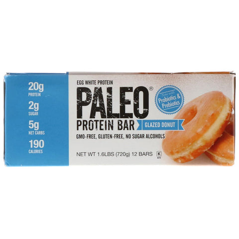 Julian Bakery, PALEO Protein Bar, Glazed Donut, 12 Bars, 2.12 oz (60 g) Each