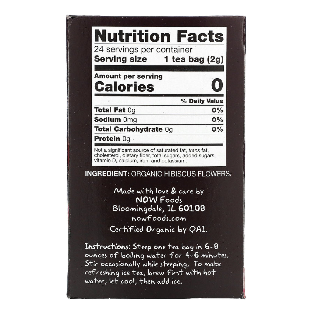 Now Foods, ægte te, allieret Hip Hibiscus, Koffeinfri, 24 teposer, 1,7 oz (48 g)