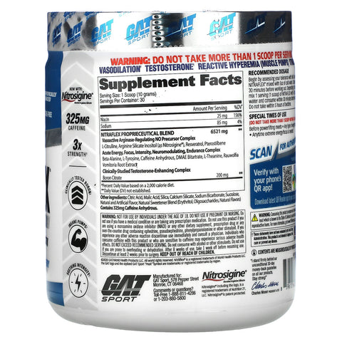 GAT, Sport, NITRAFLEX, Blue Raspberry, 10.6 oz (300 g)