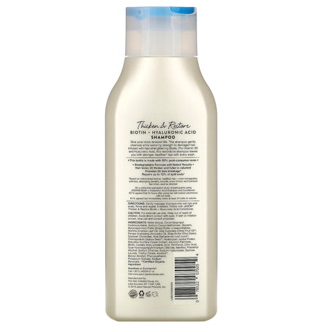 Jason Natural, Champú espesante y restaurador con biotina y ácido hialurónico, 473 ml (16 oz. líq.)