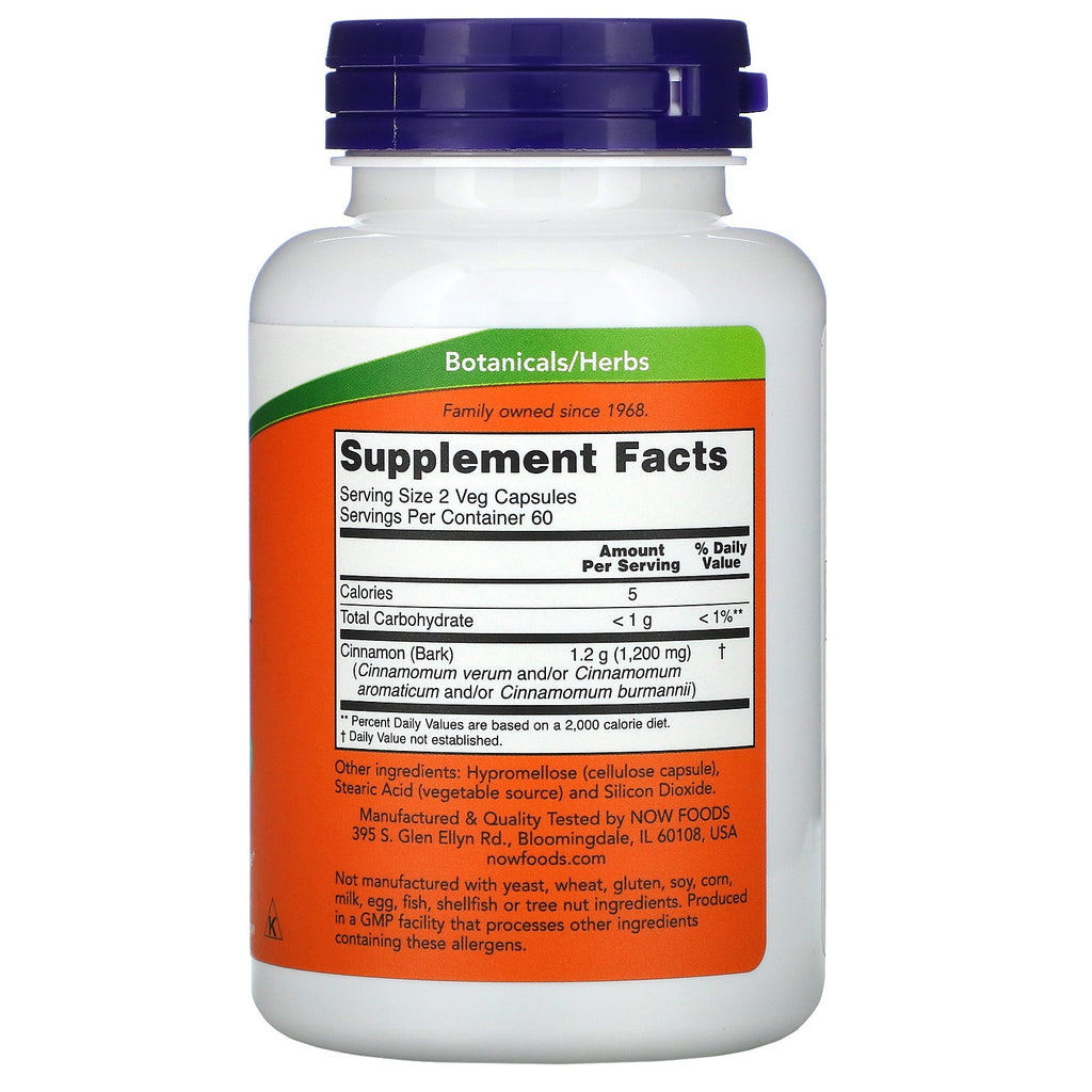 Now Foods, Cinnamon Bark, 600 mg, 120 Veg Capsules