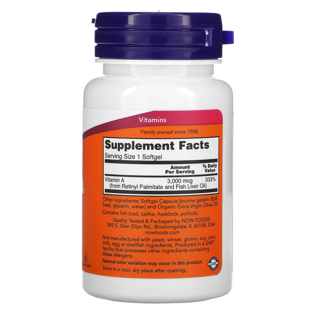 Now Foods, Vitamin A, 10,000 IU, 100 Softgels