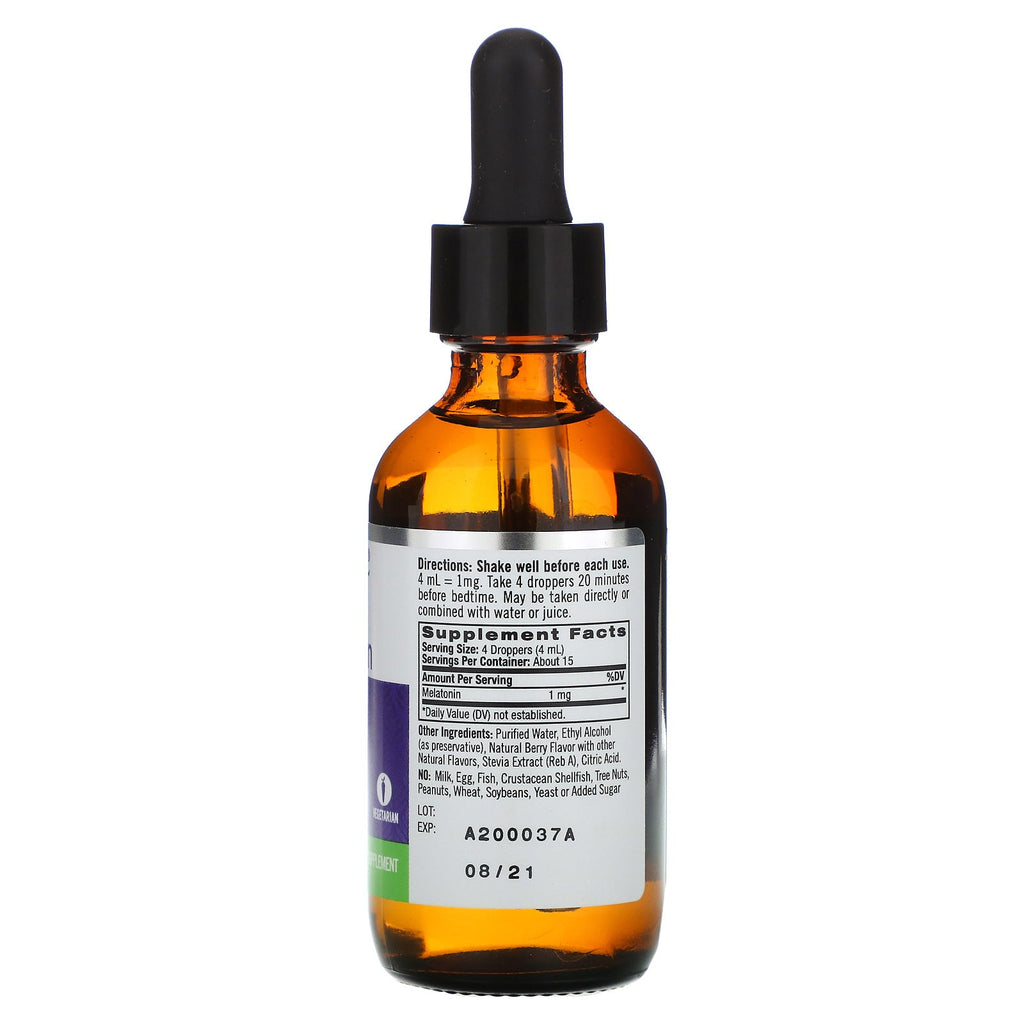 Natrol, Liquid Melatonin, Sleep, Berry Natural Flavor, 1 mg, 2 fl oz (60 ml)