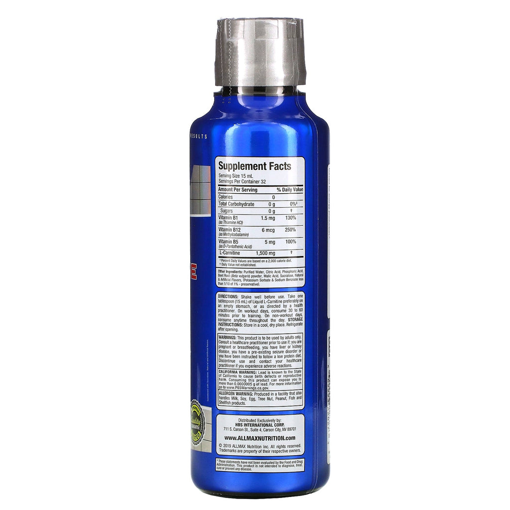 ALLMAX Nutrition, L-carnitina líquida 1500, ponche de frutas, 16 oz (473 ml)