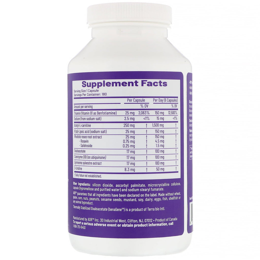 Advanced Orthomolecular Research AOR, Mito-Charger, 180 cápsulas vegetarianas