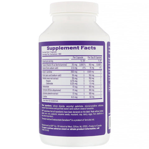 Advanced Orthomolecular Research AOR, Mito-Charger, 180 cápsulas vegetarianas