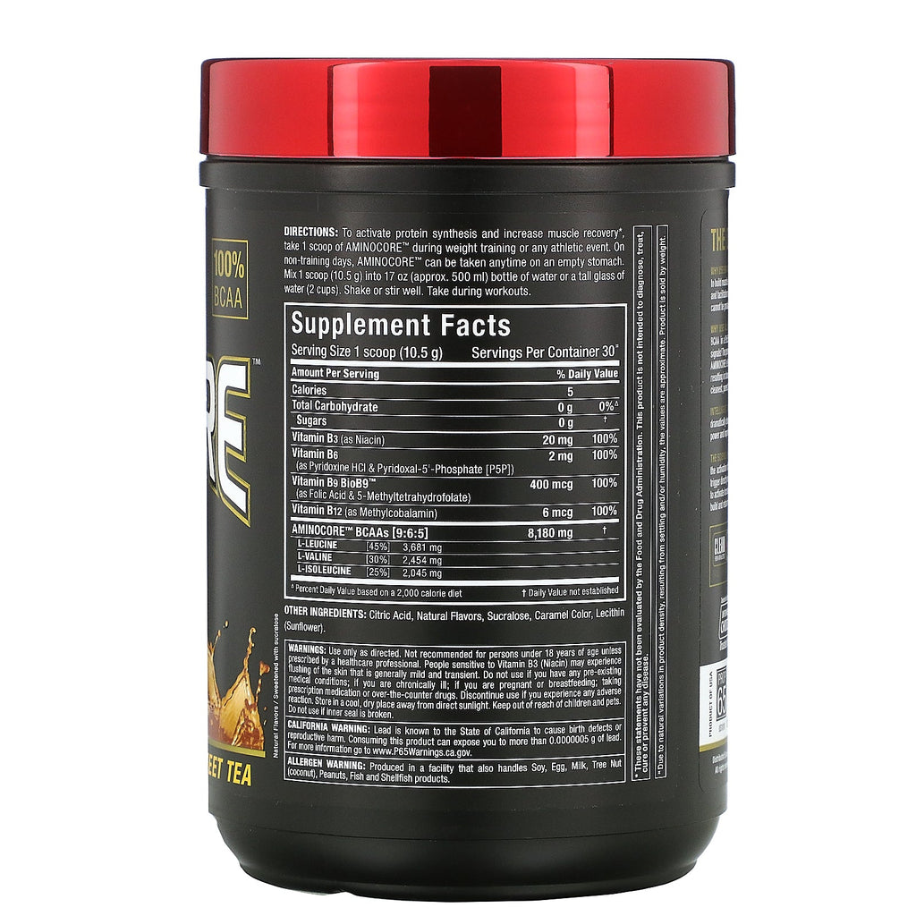 ALLMAX Nutrition, AMINOCORE BCAA, té dulce, 0,69 lbs (315 g)