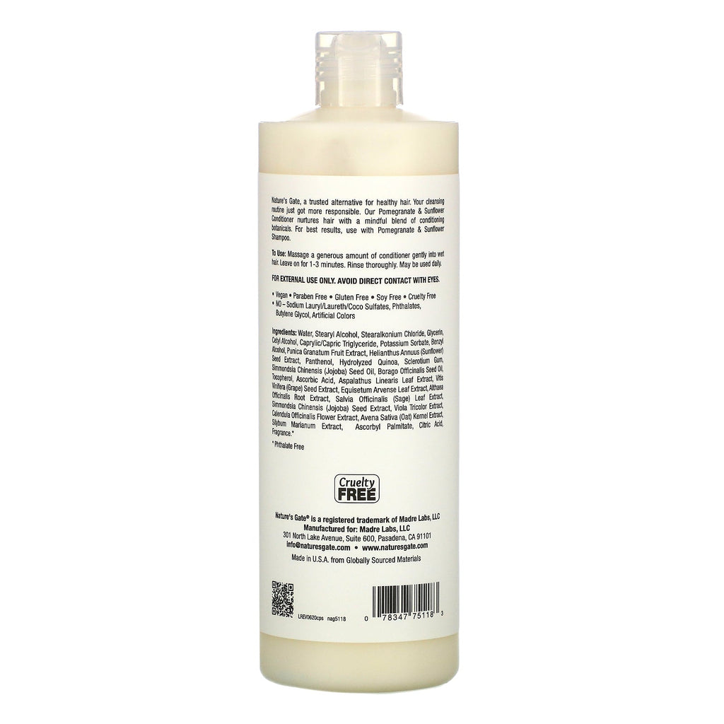 Nature's Gate, Granatæble &amp; Solsikkebalsam til farvebehandlet hår, 16 fl oz (473 ml)