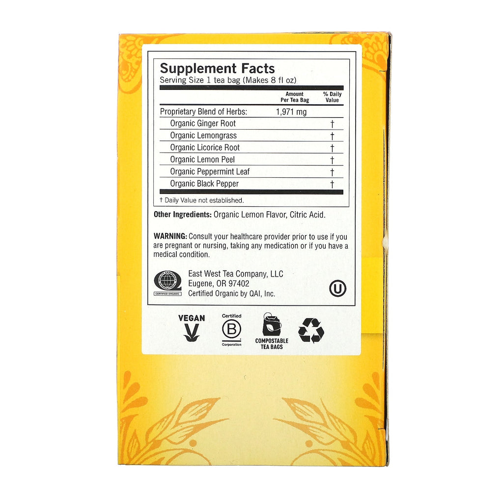 Yogi te, citron ingefær, koffeinfri, 16 teposer, 1,27 oz (36 g)