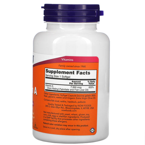 Now Foods, Vitamin A, 25,000 IU, 250 Softgels