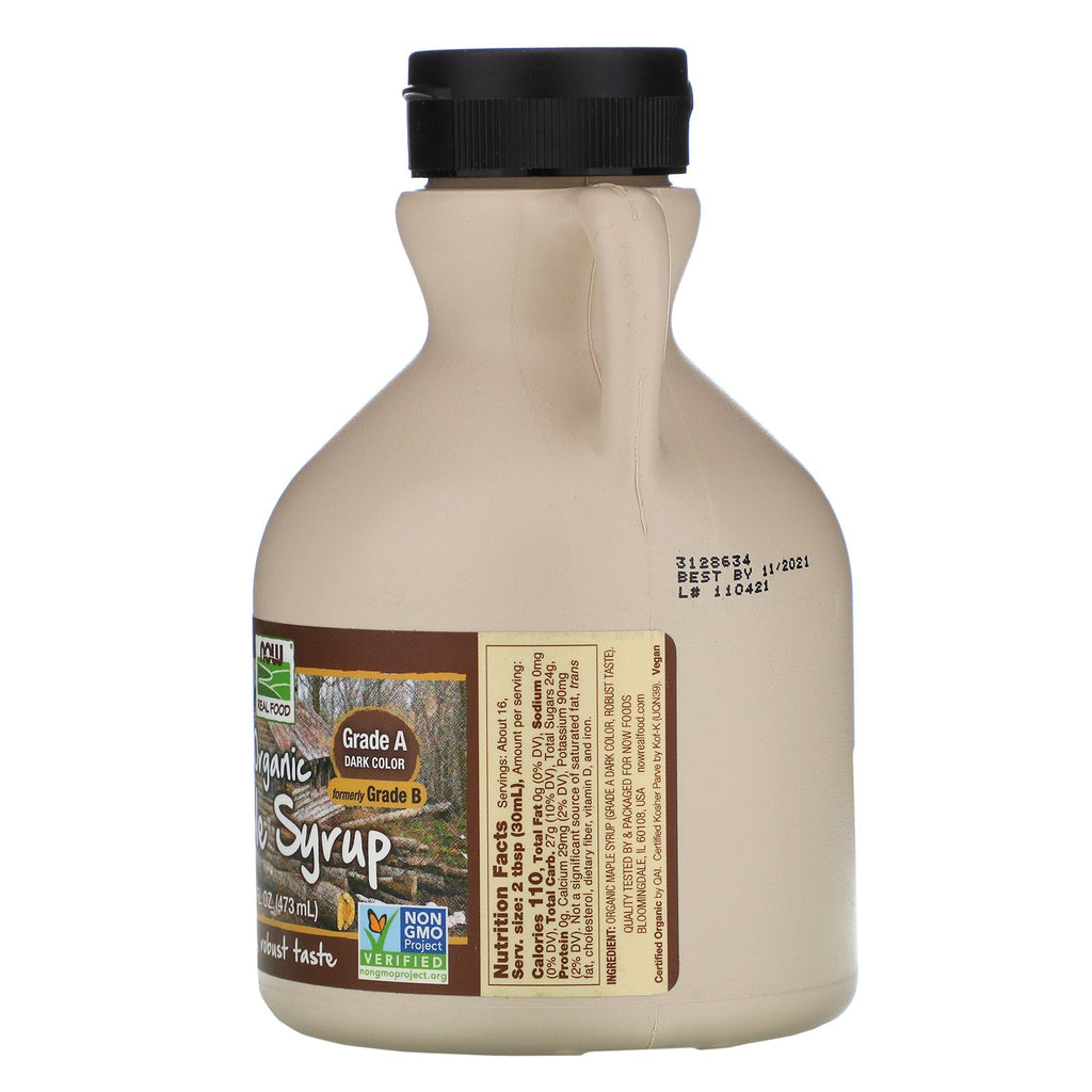 Nu fødevarer, rigtig mad, ahornsirup, klasse A, mørk farve, 16 fl oz (473 ml)