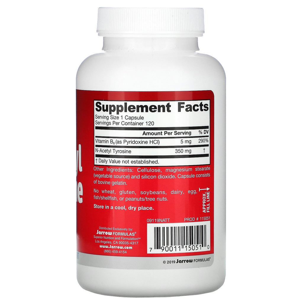 Jarrow Formulas, N-acetil tirosina, 350 mg, 120 cápsulas