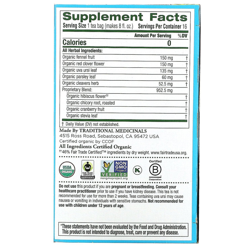 Traditional Medicinals, Weightless, arándano, sin cafeína, 16 bolsitas de té envueltas, 0,85 oz (24 g)
