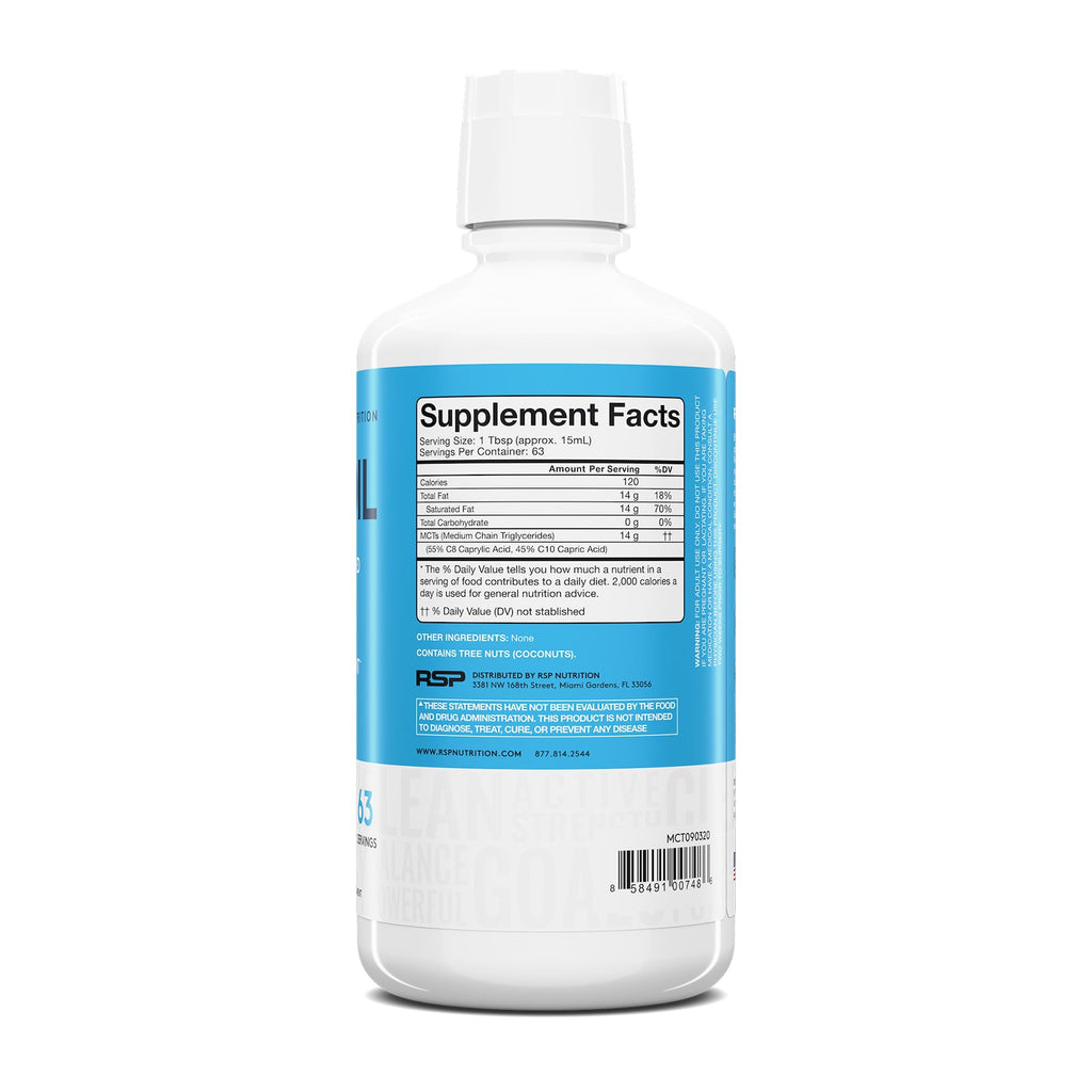 RSP Nutrition, C8 Caprylsyre MCT-olie, energi og stofskifte, uden smag, 32 oz (945 ml)