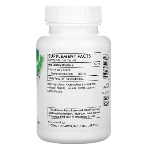 Thorne Research, L-lisina, 60 cápsulas