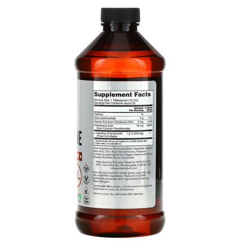 Now Foods, Deportes, L-carnitina líquida, ponche tropical, 1000 mg, 16 fl oz (473 ml)