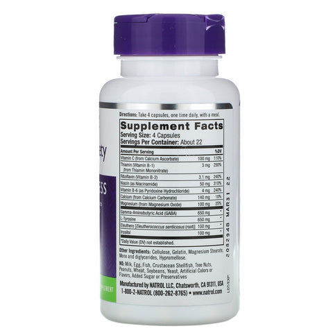 Natrol, Fórmula para el estrés y la ansiedad, 90 cápsulas