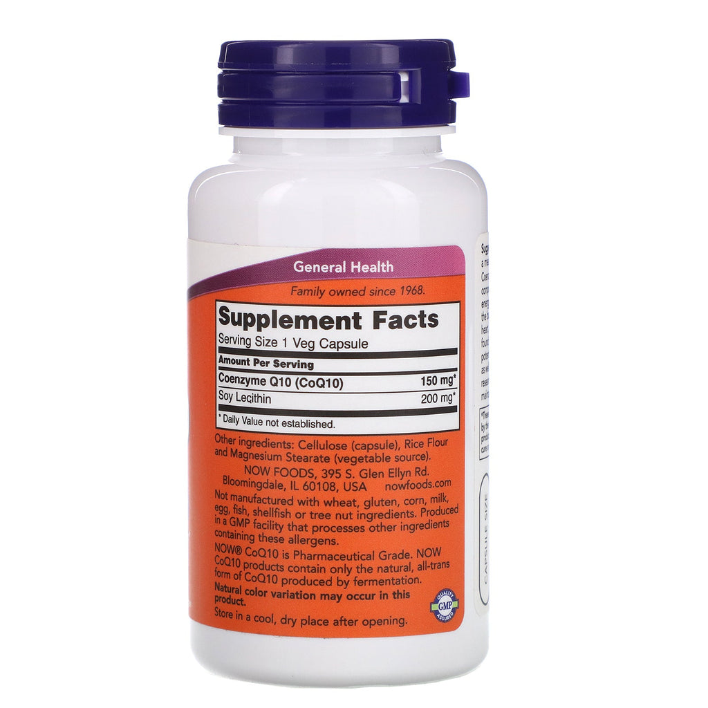 Now Foods, CoQ10, 150 mg, 100 cápsulas vegetales