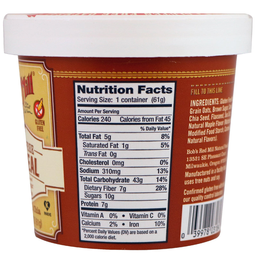 Bob's Red Mill, havregryn, brunt sukker og ahorn, 2,15 oz (61 g)