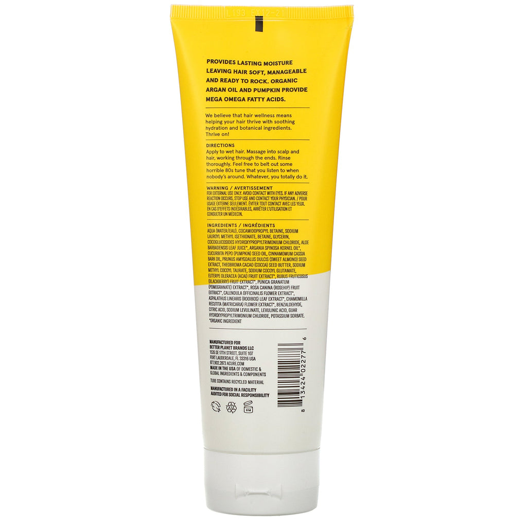 Acure, Ultra Hydrating Shampoo, Argan Oil & Pumpkin, 8 fl oz (236.5 ml)