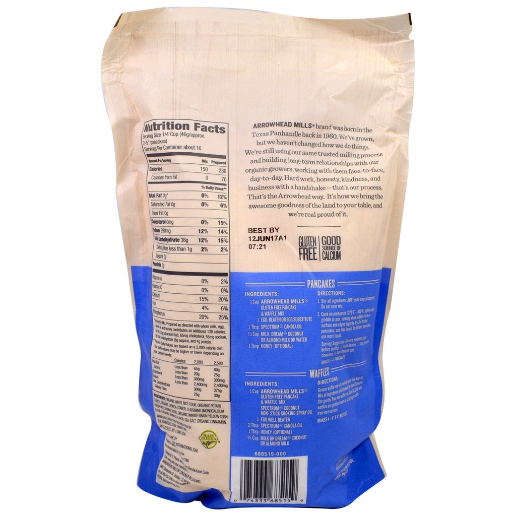 Arrowhead Mills,  Pancake & Waffle Mix, Gluten Free, 1.6 lbs (737 g)