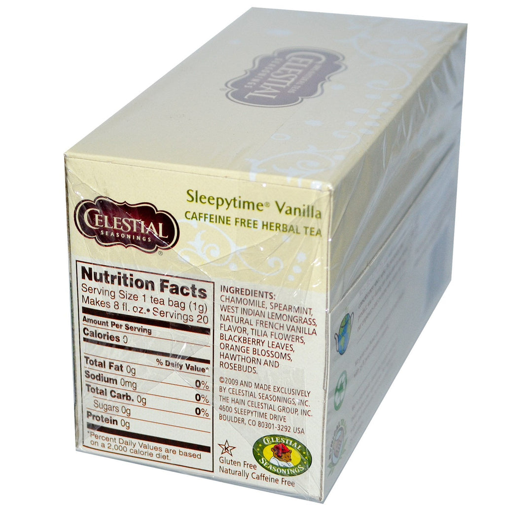 Himmelske krydderier, urtete, Sleepytime vanilje, koffeinfri, 20 teposer, 29 g (1,0 oz)