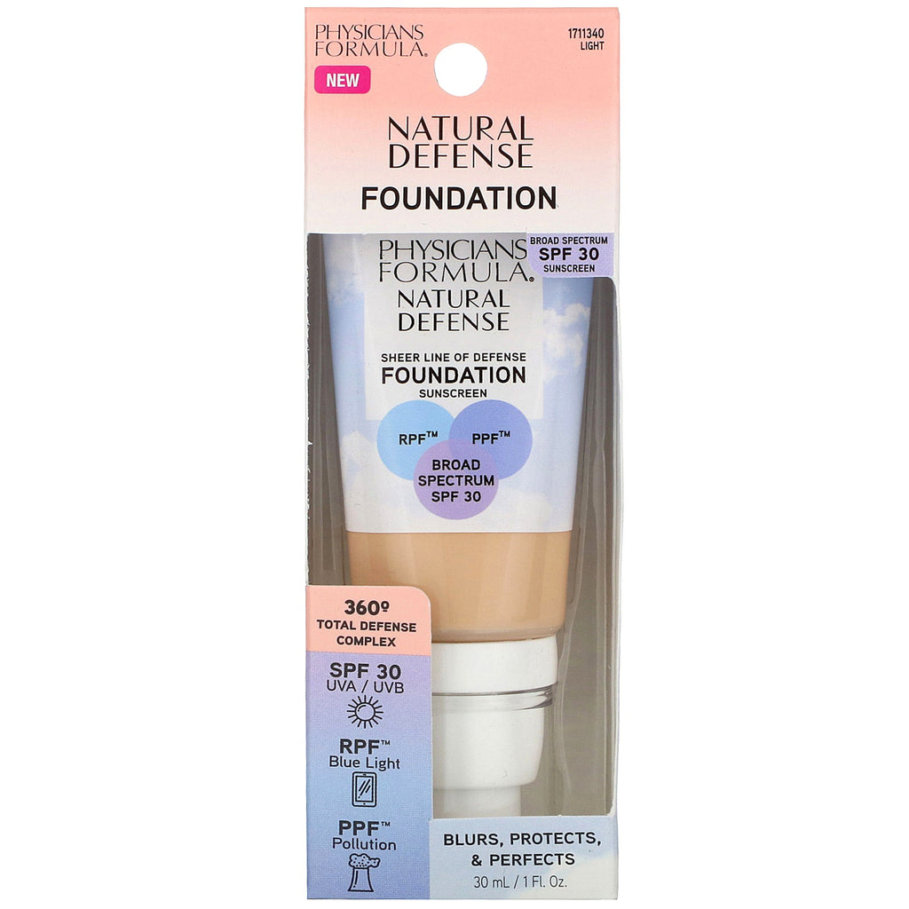 Physicians Formula, Natural Defense Foundation, SPF 30, Light, 1 fl oz (30 ml)