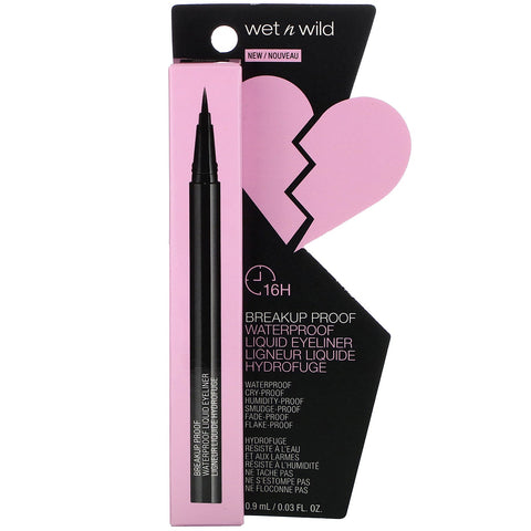 Wet n Wild, Breakup Proof Waterproof Liquid Eyeliner, Ultra Black, 0.03 fl oz (0.9 ml)