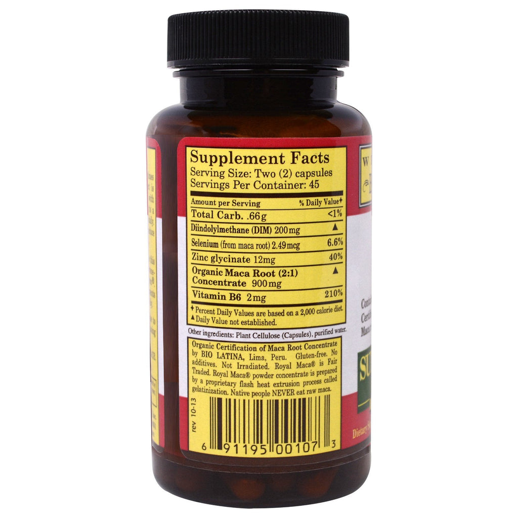 Whole World Botanicals, Super Royal Maca til mænd, 500 mg, 90 vegetariske kapsler