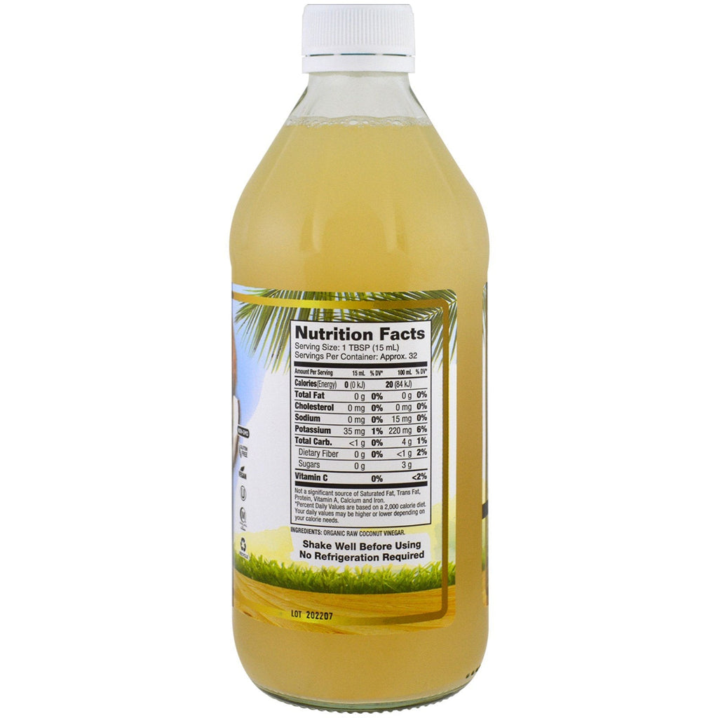 Dynamic Health Laboratories, Vinagre de coco con madre, 100 % vinagre crudo, 16 fl oz (473 ml)