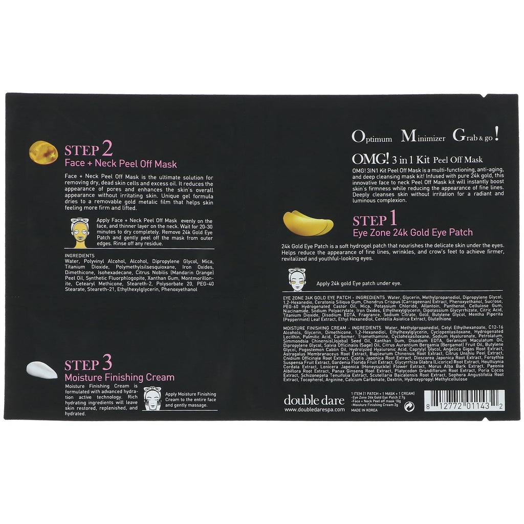 Double Dare, Peel Off Beauty Mask, 3 in 1 Kit