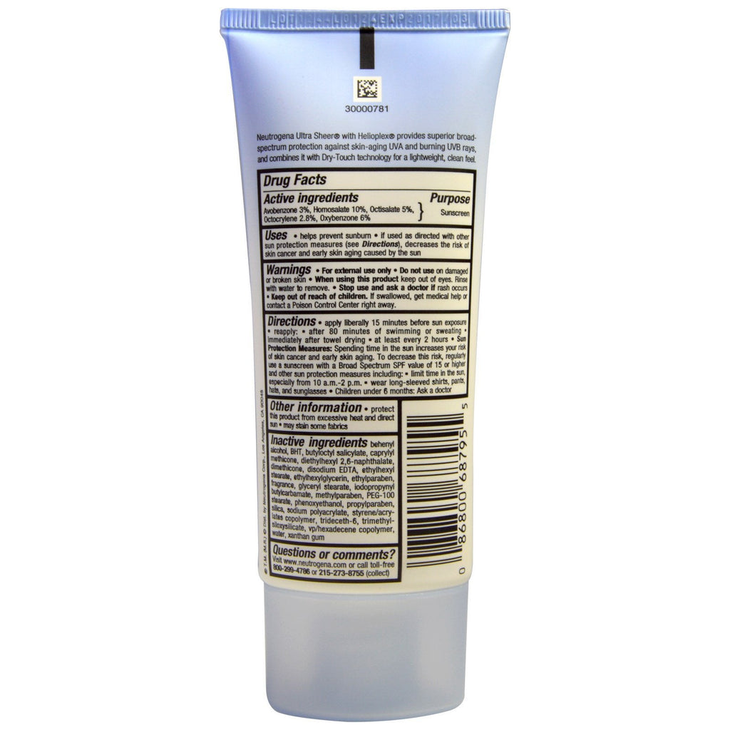 Neutrogena, Ultra Sheer Dry-Touch Suncreen, SPF 45, 3,0 fl oz (88 ml)