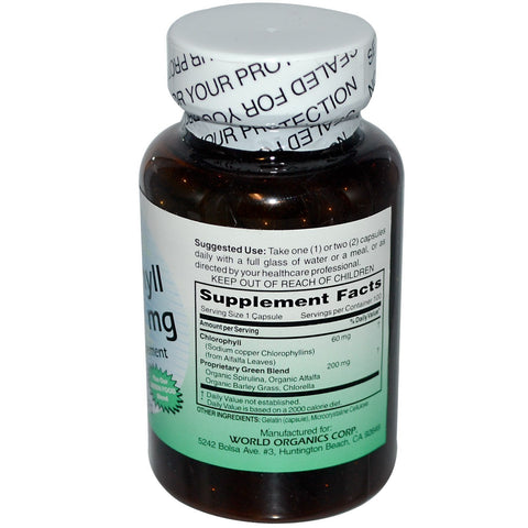 World , Chlorophyll, 60 mg, 100 Capsules