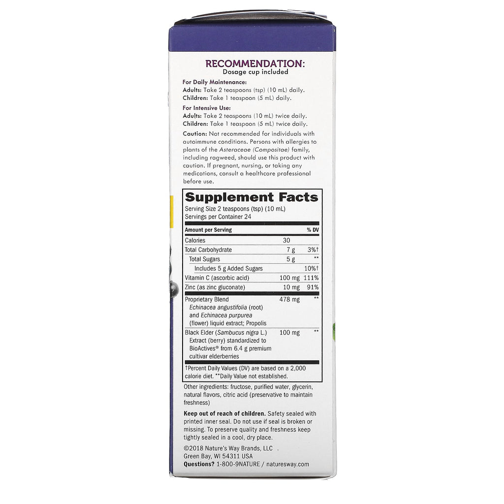 Nature's Way, Sambucus Immune Sirup, Standardiseret Hyldebær, 8 fl oz (240 ml)